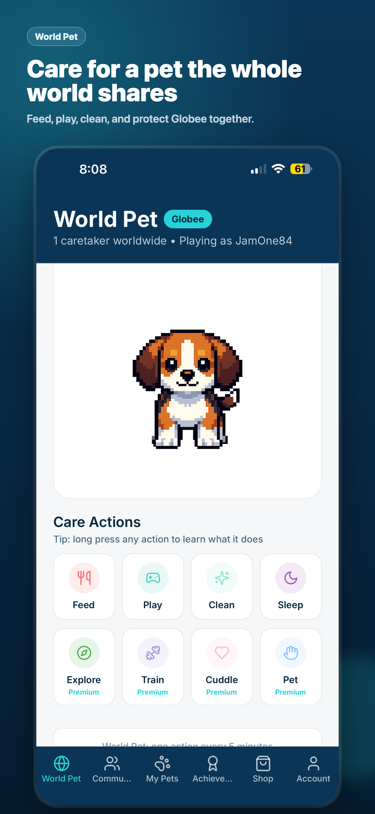 Globeepet app home screen