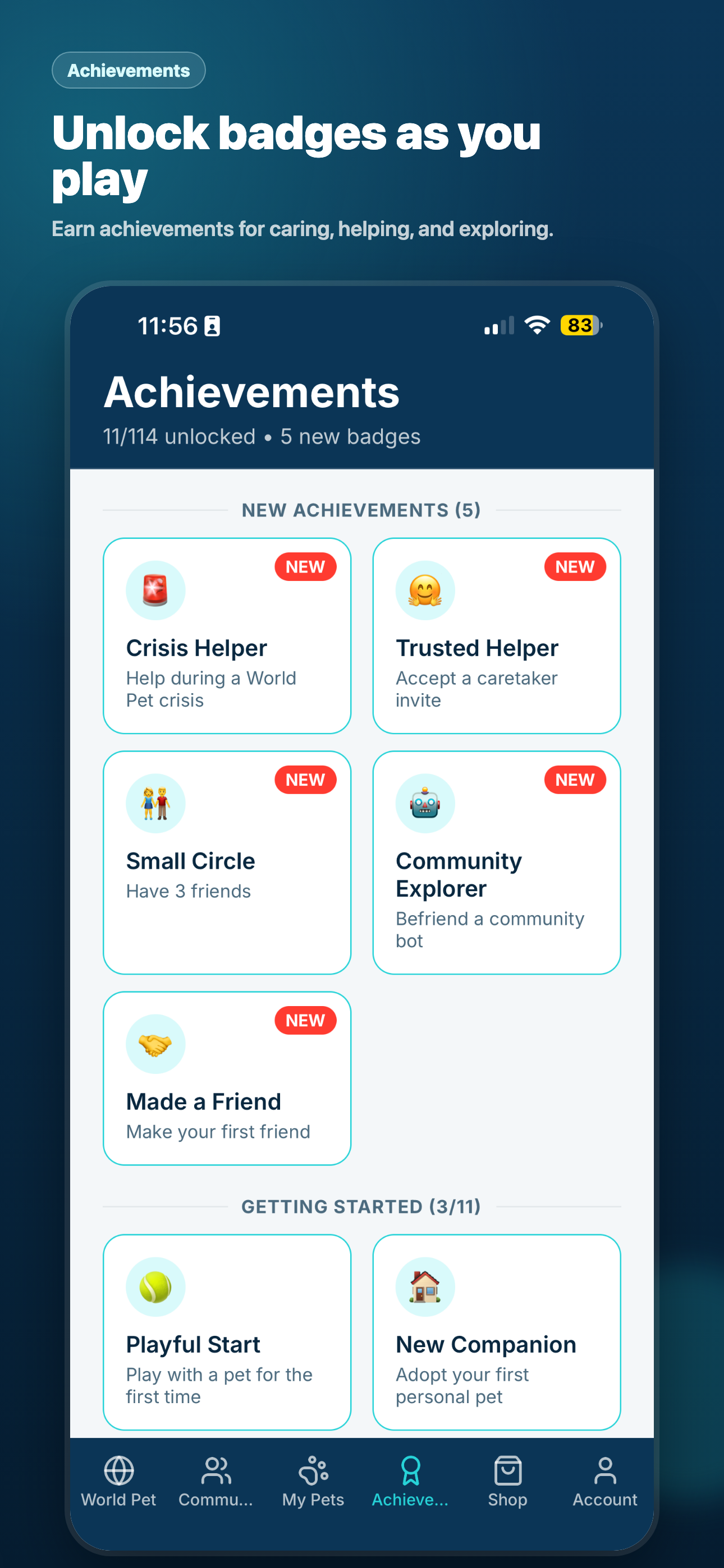 Globeepet friends and social features screen